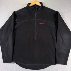 Vintage Marmot Fleece Pullover Mens Black Quarter Zip‎ Jacket Fair Condition
